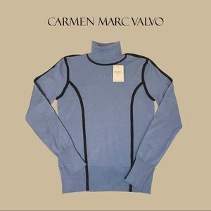 Carmen Marc Valvo Turtleneck Sweater Blue Size S